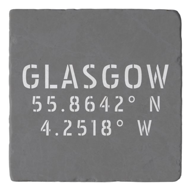 Glasgow Scotland Latitude & Longitude Trivet (Front)