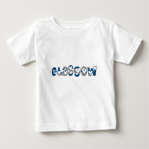 Glasgow Scotland Scottish Flag Colors Typography Baby T_Shirt