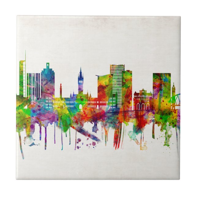 Glasgow Scotland Skyline Ceramic Tile (Front)