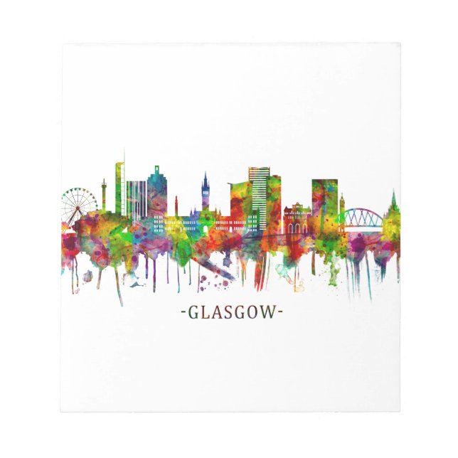 Glasgow Scotland Skyline Notepad (Front)
