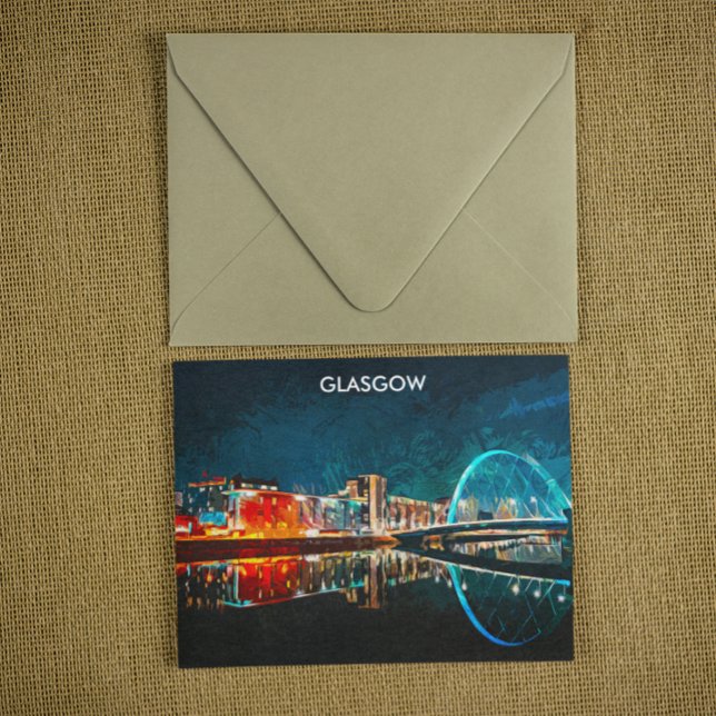 Glasgow Scotland UK Oil Paint City Postcard (glasgow scotland uk oil paint)