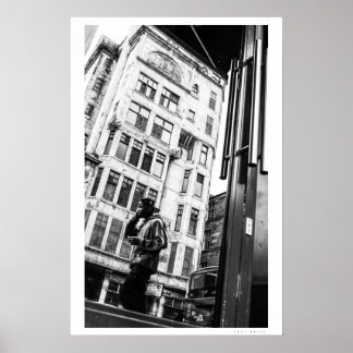 Glasgow street scene reflection poster
