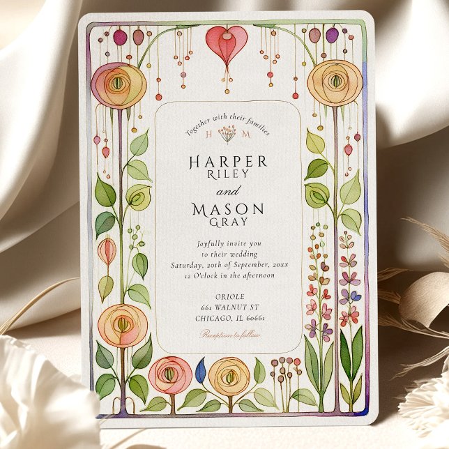 Glasgow Style Watercolor Wedding Invitation (Creator Uploaded)