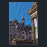 Glasgow Tea towel<br><div class="desc">Photograph of the Duke of Wellington statue, with traffic cone, Gallery of Modern Art, Glasgow, Scotland.</div>