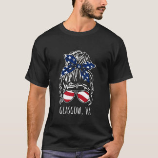 Glasgow VA Messy Hair Bun Ribbon Sunglasses Design T-Shirt