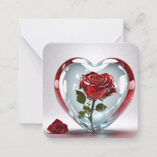 Glasherz mit Rosen-Karte / Glass heart with roses Note Card