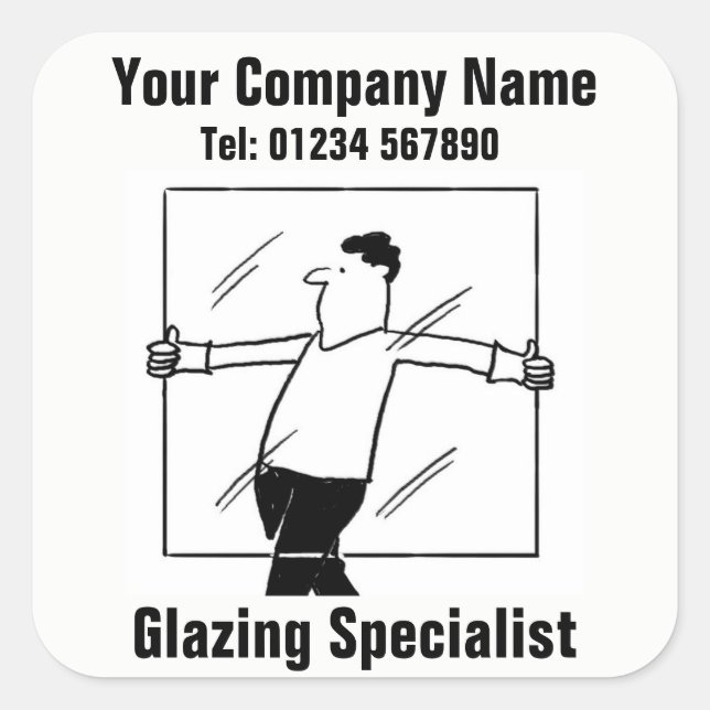 Glass and Glazing Cartoon Square Sticker (Front)