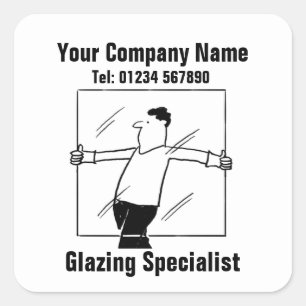 Glass and Glazing Cartoon Square Sticker