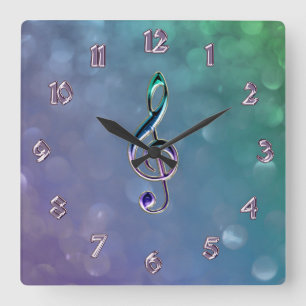 Glass and Glitter Design Music Clef Clock