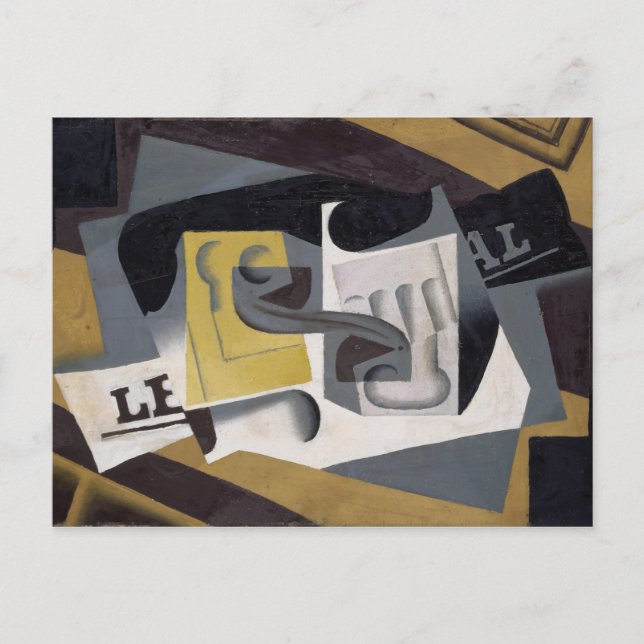 Glass and Newspaper, 1917 (oil on plywood) Postcard (Front)