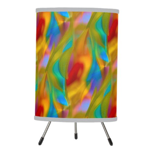 Glass Art _ Brightly Colored Raimbow Flames Tripod Lamp