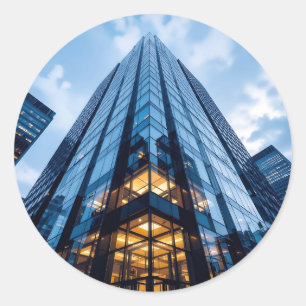 Glass Ascension – Modern Glass Architecture Classic Round Sticker