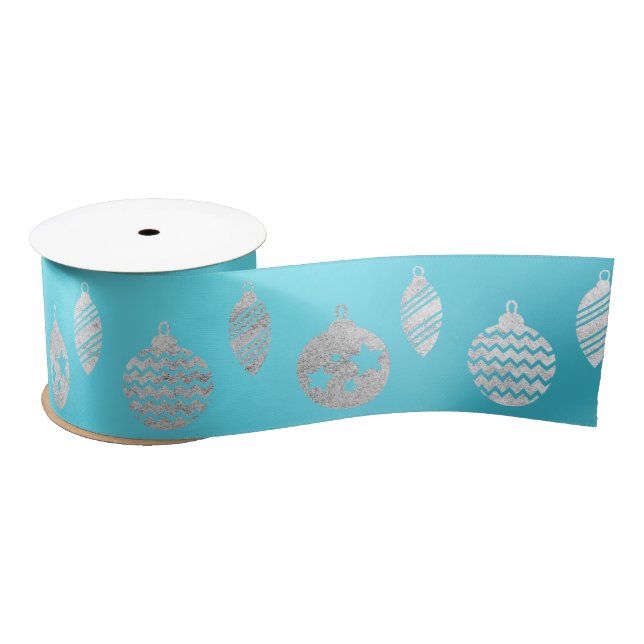 Glass Ball Silver Beach Ocean Blue Satin Ribbon (Spool)