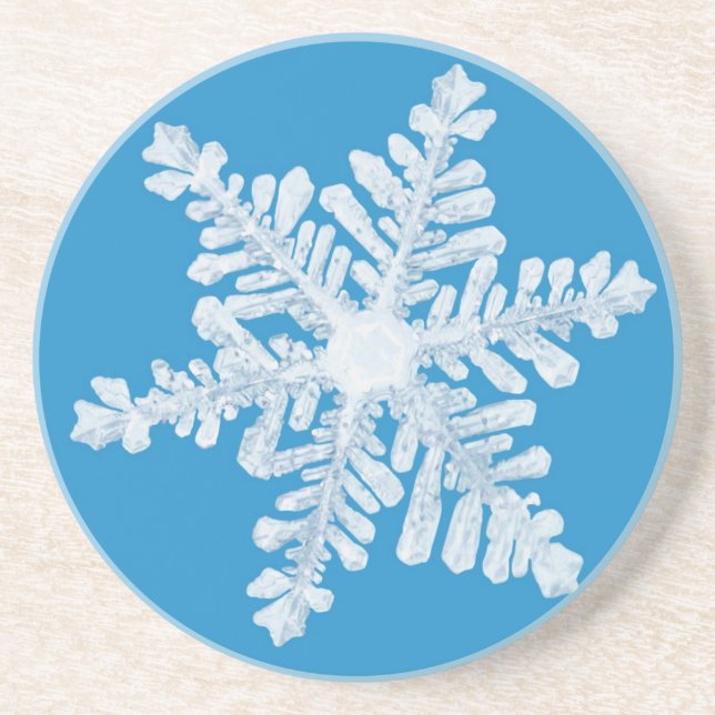 Glass-base Snow crystal / Ice-crystal Drink Coaster (Front)