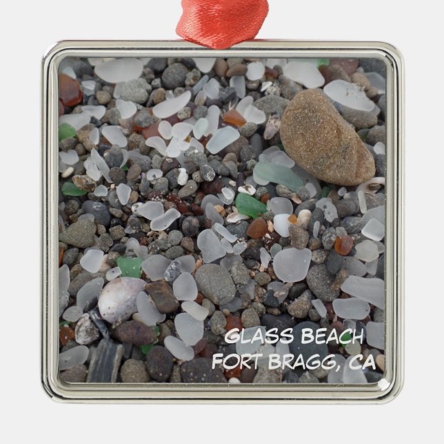 Glass Beach Fort Bragg California Xmas Ornament (Front)
