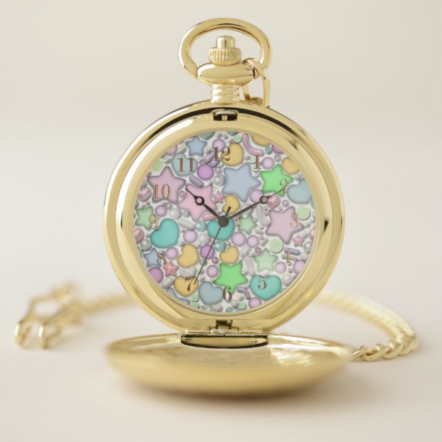 Glass beads, jewelry pocket watch (Inside)