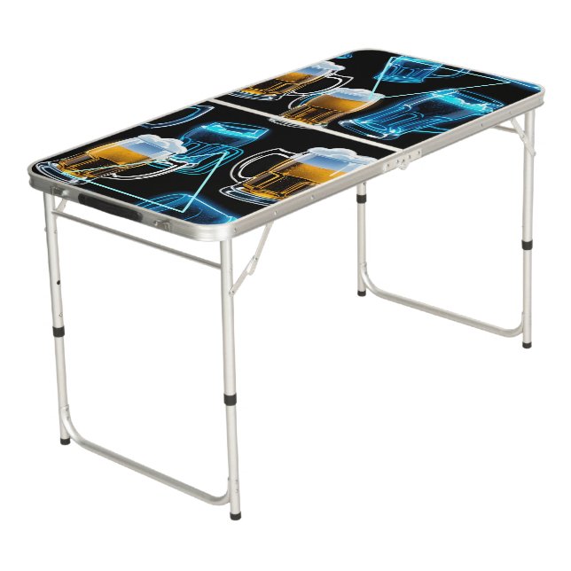 Glass Beer Mugs 2 Theme Pong Table (Angled)