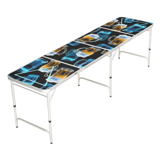 Glass Beer Mugs 2 Theme Pong Table (Angled)