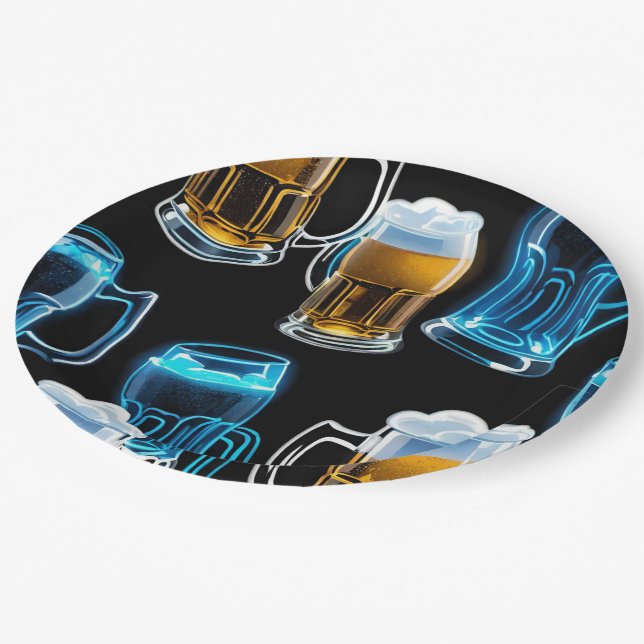 Glass Beer Mugs Paper Plates (Angled)