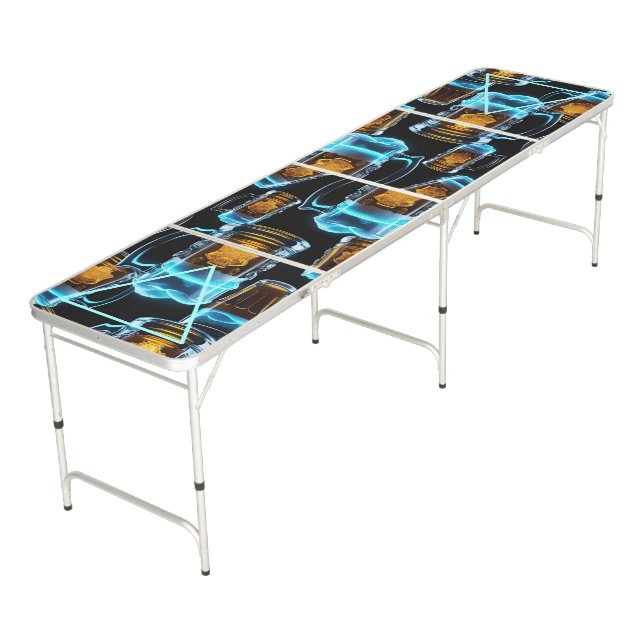 Glass Beer Mugs Theme Pong Table (Angled)