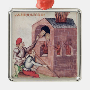 Glass blowers, from 'Tractatus de Herbis' Metal Ornament