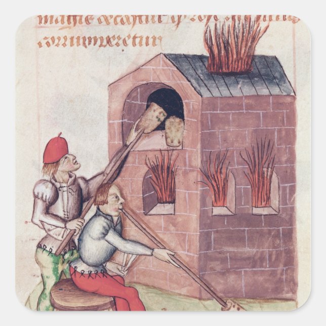 Glass blowers, from 'Tractatus de Herbis' Square Sticker (Front)