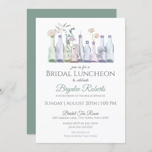 Glass Bottle Vases Bridal Luncheon Invitation