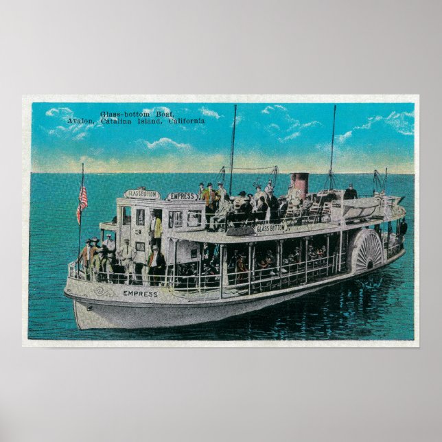 Glass Bottom Boat in Avalon, Catalina Island Poster (Front)