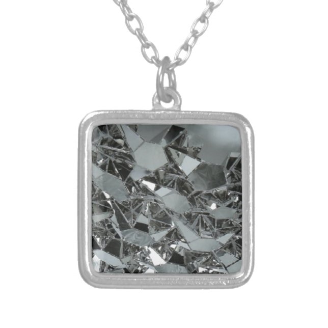 Glass Broken Pieces Silver Plated Necklace (Front)