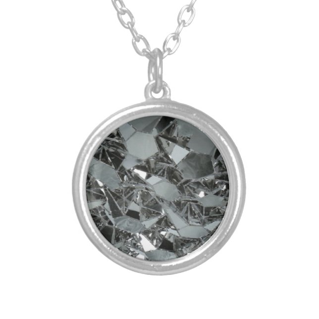 Glass Broken Pieces Silver Plated Necklace (Front)