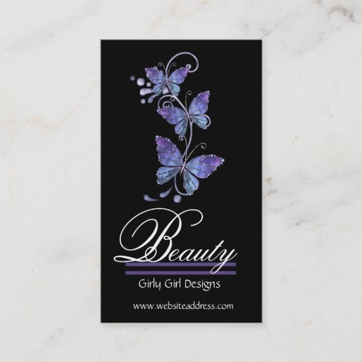 Customizable Glass Butterflies Design Business Cards