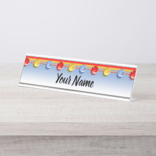 Glass Buttons Desk Name Plate
