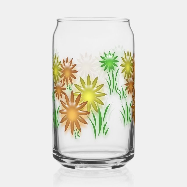 Glass Can - 3D Neon Flowers (Front)