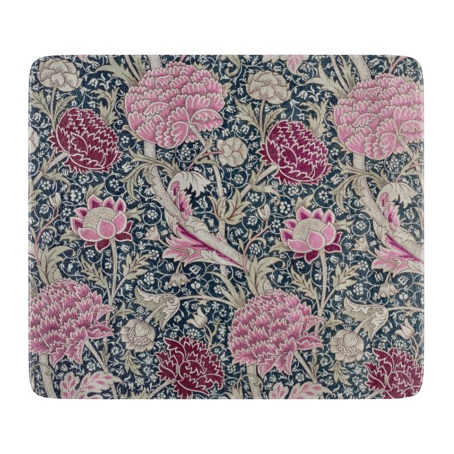 GLASS CHOPPING BOARD : WILLIAM MORRIS : CRAY  (Front)