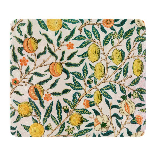 GLASS CHOPPING BOARD : WILLIAM MORRIS :POMEGRANATE (Front)