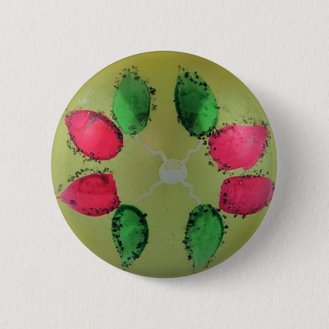 Glass Christmas Ball Green Present Decoration Button (Front)
