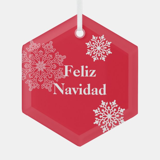 Glass Christmas Ornament Feliz Navidad (Front)