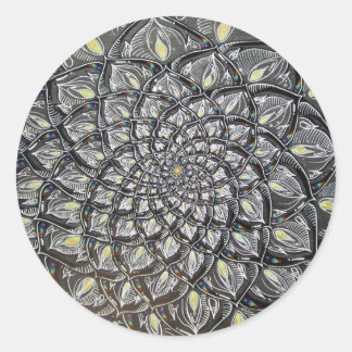 Glass Chrysanthemum Classic Round Sticker