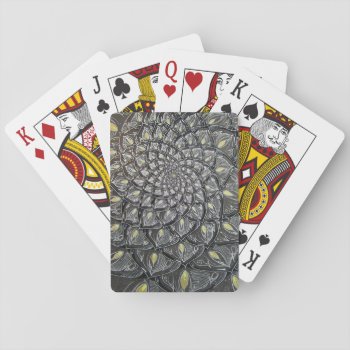 Glass Chrysanthemum Psychedelic Mandala Playing Cards by michaelgarfield at Zazzle