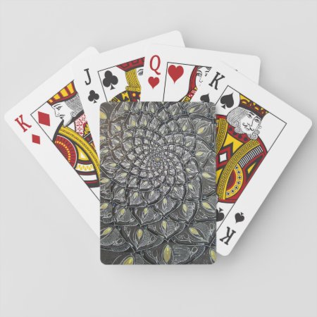 Glass Chrysanthemum Psychedelic Mandala Playing Cards