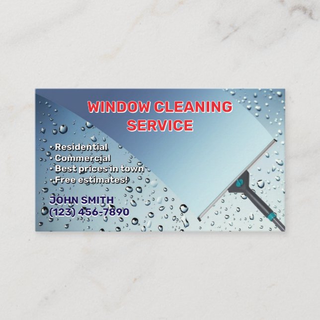 Glass Cleaning Service Business Cards (Front)