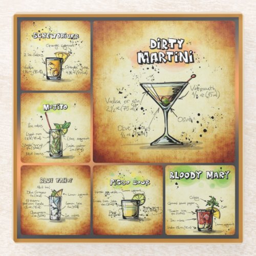 GLASS COASTER _ Cocktail Drinks _ Golden _ Martini