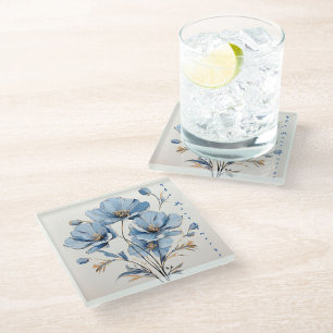 Glass Coaster, Floral Coaster, Wedding Gifts Glass Coaster