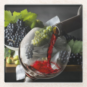 Glass Coaster-Grapes & Wine Coaster