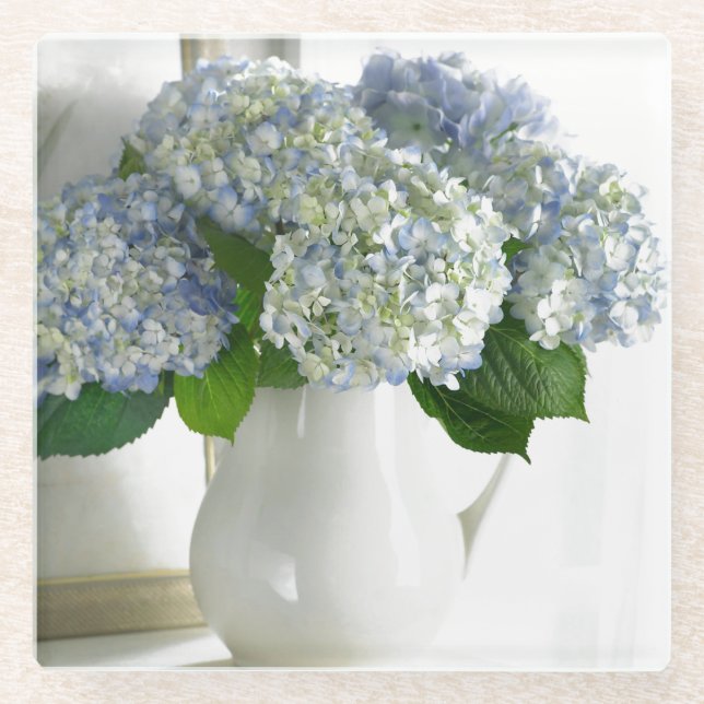 Glass Coaster-Hydrangeas Glass Coaster (Front)