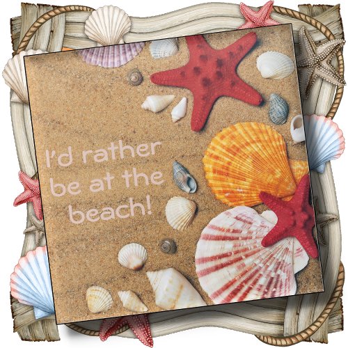 Glass COASTER _ Id Rather Be At The Beach _Golden