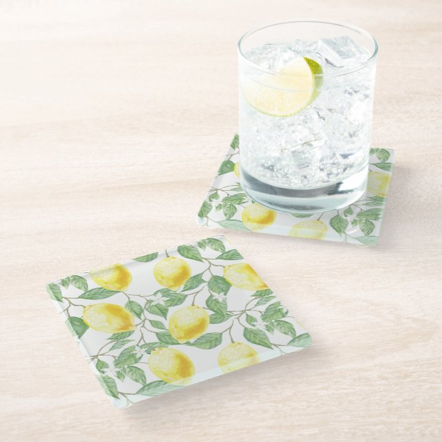 Glass Coaster-Lemons Coaster (Angled)