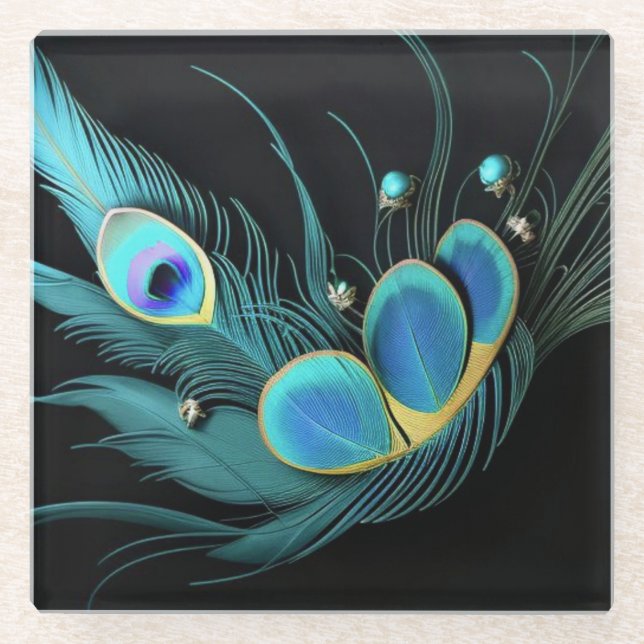Glass Coaster/Majestic Peacock/Coaster Coaster (Front)