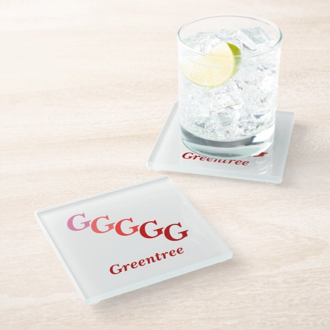 Glass Coaster - Name and Stepped Letters (red) (Angled)