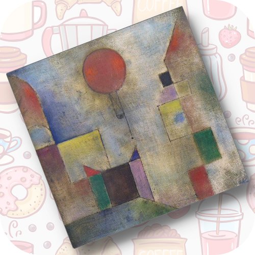 GLASS COASTER _ Red Balloon _Paul Klee Art Image